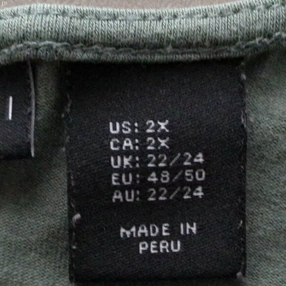 TAHARI Short Sleeve Scoop Neck Green Pima Cotton Tee Shirt 2XL - Picture 5 of 9